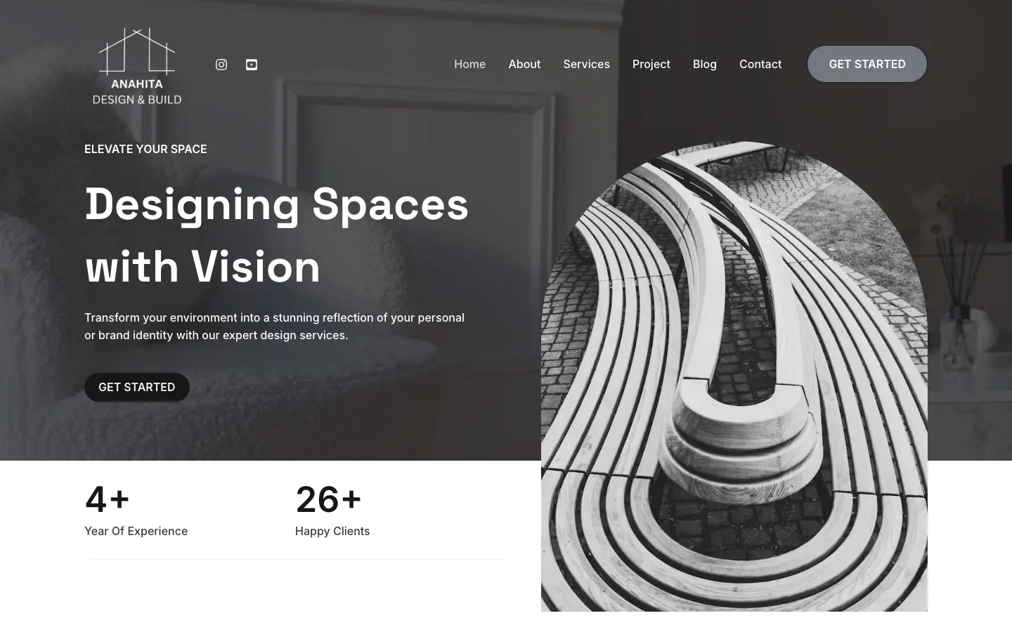 Anahita Design & Build website on desktop