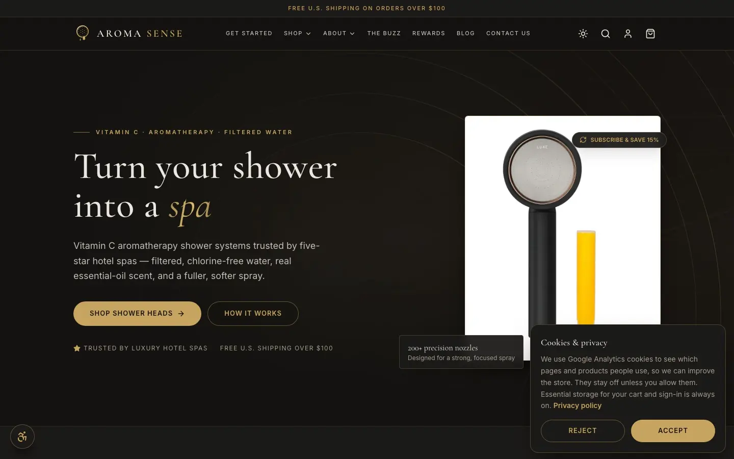 Aroma Sense website on desktop