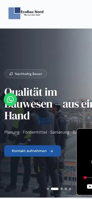 EcoBau Nord website on mobile