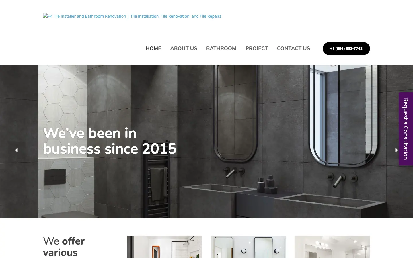 FK Tile Installer & Bathroom Renovation website on desktop