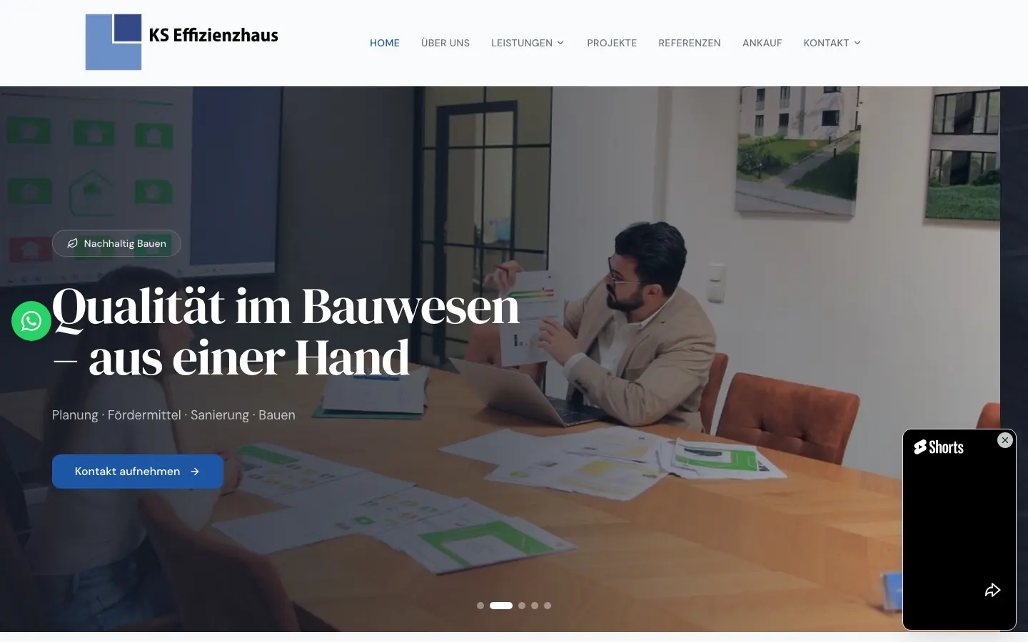 KS Effizienzhaus website on desktop