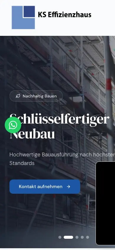 KS Effizienzhaus website on mobile