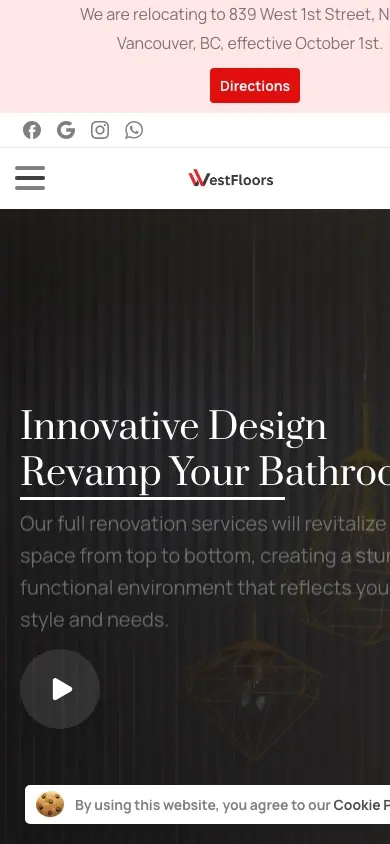WestFloors website on mobile