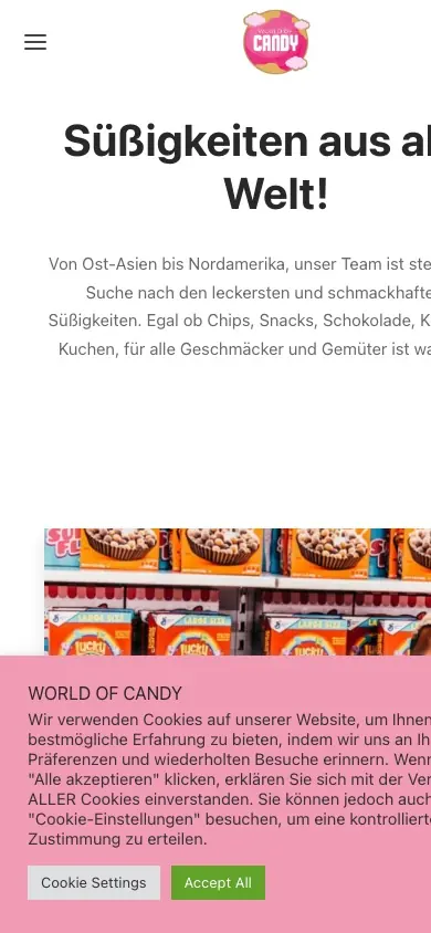 World of Candy website on mobile